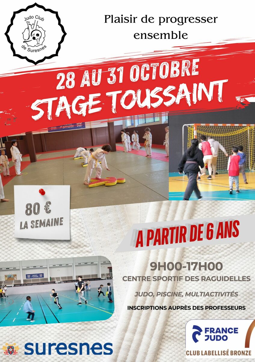 28 au 31 octobre : STAGE TOUSSAINT JUDO MULTISPORTS