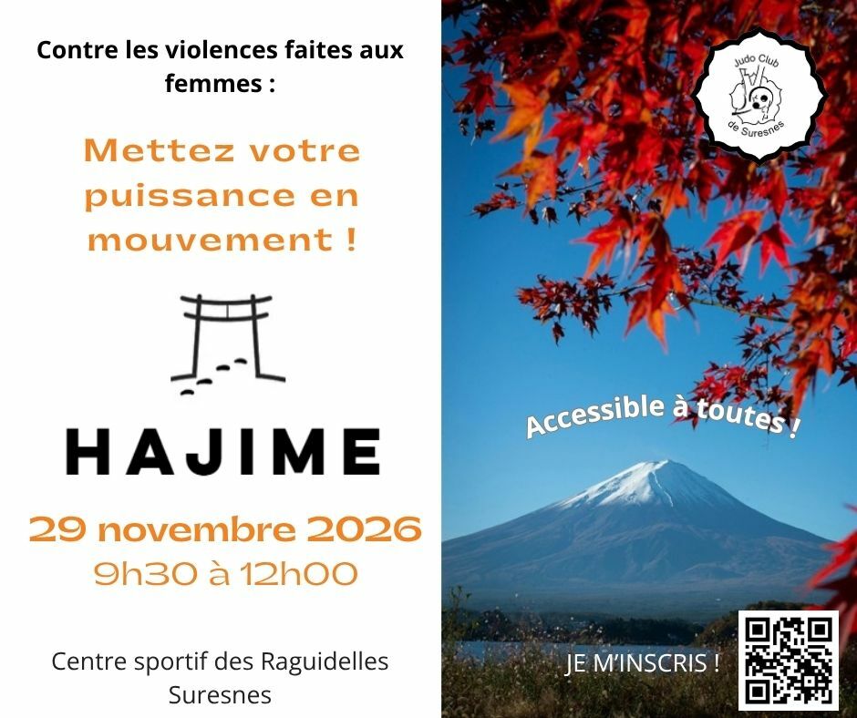 29 novembre 2026 : Contre les violences faites aux femmes : Mettez votre puissance en mouvement ! HAJIME !